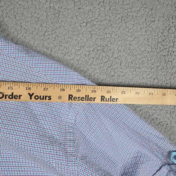 Jared Lang Shirt Mens Size XL Multicolor Gingham Short Sleeve Slim Fit Cotton - Picture 10 of 12